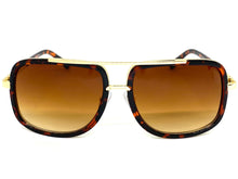 Classic Vintage Retro Aviator Style SUNGLASSES Square Tortoise & Gold Frame 3794