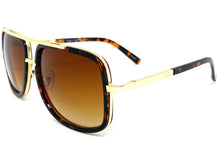 Classic Vintage Retro Aviator Style SUNGLASSES Square Tortoise & Gold Frame 3794