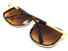 Classic Vintage Retro Aviator Style SUNGLASSES Square Tortoise & Gold Frame 3794