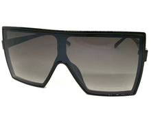Oversized Exaggerated Modern Rerto Shield Style SUNGLASSES Large Black Frame E1463