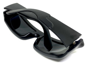 Classic Modern Futuristic Sporty Wrap Around SUNGLASSES Thick Black Frame P0142
