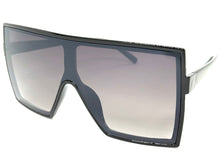 Oversized Exaggerated Modern Rerto Shield Style SUNGLASSES Large Black Frame E1463