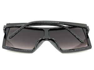 Oversized Exaggerated Modern Rerto Shield Style SUNGLASSES Large Black Frame E1463