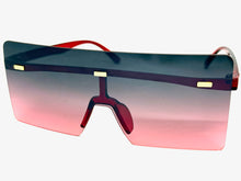 Oversized Exaggerated Modern Rerto Shield Style SUNGLASSES Large Red Frame E1513