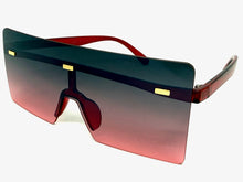 Oversized Exaggerated Modern Rerto Shield Style SUNGLASSES Large Red Frame E1513