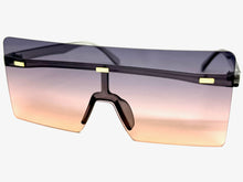 Oversized Exaggerated Modern Rerto Shield Style SUNGLASSES Large Gray Frame E1513
