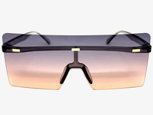 Oversized Exaggerated Modern Rerto Shield Style SUNGLASSES Large Gray Frame E1513