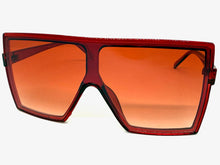 Oversized Exaggerated Modern Rerto Shield Style SUNGLASSES Large Red Frame E1463