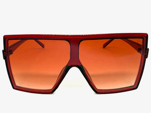 Oversized Exaggerated Modern Rerto Shield Style SUNGLASSES Large Red Frame E1463