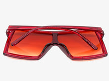 Oversized Exaggerated Modern Rerto Shield Style SUNGLASSES Large Red Frame E1463