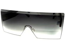 Oversized Exaggerated Modern Rerto Shield Style SUNGLASSES Large Black Frame 8006