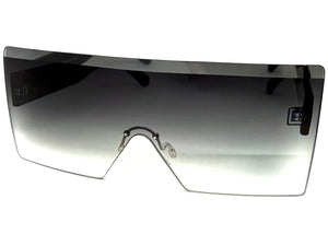 Oversized Exaggerated Modern Rerto Shield Style SUNGLASSES Large Black Frame 8006