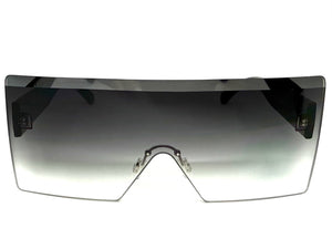 Oversized Exaggerated Modern Rerto Shield Style SUNGLASSES Large Black Frame 8006
