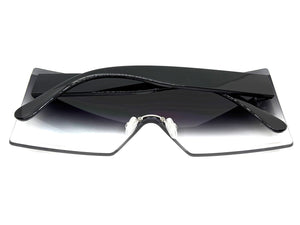 Oversized Exaggerated Modern Rerto Shield Style SUNGLASSES Large Black Frame 8006