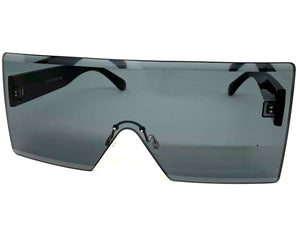 Oversized Exaggerated Modern Rerto Shield Style SUNGLASSES Large Black Frame 8006