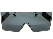 Oversized Exaggerated Modern Rerto Shield Style SUNGLASSES Large Black Frame 8006