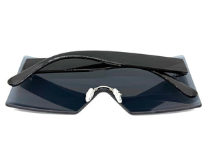 Oversized Exaggerated Modern Rerto Shield Style SUNGLASSES Large Black Frame 8006