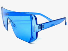 Oversized Exaggerated Modern Retro Shield Style SUNGLASSES Large Flat Blue Lens 7299