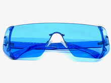 Oversized Exaggerated Modern Retro Shield Style SUNGLASSES Large Flat Blue Lens 7299