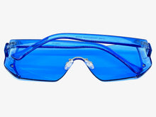 Oversized Exaggerated Modern Retro Shield Style SUNGLASSES Large Flat Blue Lens 7299
