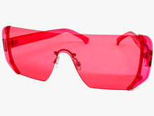 Oversized Exaggerated Modern Retro Shield Style SUNGLASSES Large Flat Red Lens 7299