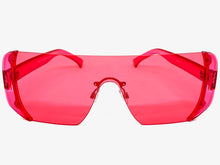 Oversized Exaggerated Modern Retro Shield Style SUNGLASSES Large Flat Red Lens 7299