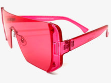Oversized Exaggerated Modern Retro Shield Style SUNGLASSES Large Flat Red Lens 7299