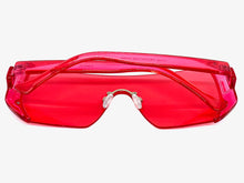 Oversized Exaggerated Modern Retro Shield Style SUNGLASSES Large Flat Red Lens 7299