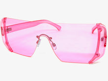 Oversized Exaggerated Modern Retro Shield Style SUNGLASSES Large Flat Pink Lens 7299