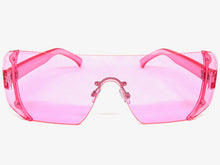 Oversized Exaggerated Modern Retro Shield Style SUNGLASSES Large Flat Pink Lens 7299
