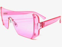 Oversized Exaggerated Modern Retro Shield Style SUNGLASSES Large Flat Pink Lens 7299