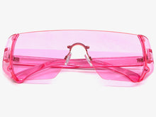 Oversized Exaggerated Modern Retro Shield Style SUNGLASSES Large Flat Pink Lens 7299