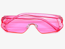 Oversized Exaggerated Modern Retro Shield Style SUNGLASSES Large Flat Pink Lens 7299