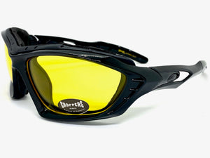 Motorcycle Biker Riding CHOPPERS Padded SUN GLASSES Safety Goggles Yellow Lens 8948