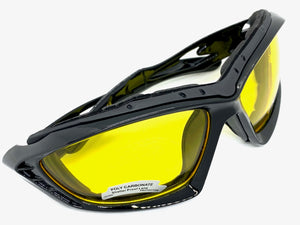 Motorcycle Biker Riding CHOPPERS Padded SUN GLASSES Safety Goggles Yellow Lens 8948