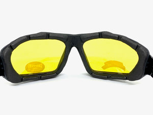 Motorcycle Biker Riding CHOPPERS Padded SUN GLASSES Safety Goggles Yellow Lens 8948