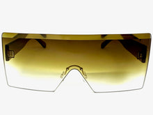 Oversized Exaggerated Modern Rerto Shield Style SUNGLASSES Large Brown Frame 8006