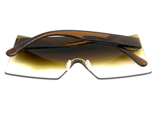 Oversized Exaggerated Modern Rerto Shield Style SUNGLASSES Large Brown Frame 8006