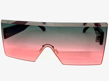 Oversized Exaggerated Modern Rerto Shield Style SUNGLASSES Large Purple Frame 8006