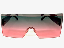 Oversized Exaggerated Modern Rerto Shield Style SUNGLASSES Large Purple Frame 8006