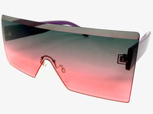Oversized Exaggerated Modern Rerto Shield Style SUNGLASSES Large Purple Frame 8006