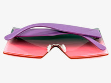 Oversized Exaggerated Modern Rerto Shield Style SUNGLASSES Large Purple Frame 8006