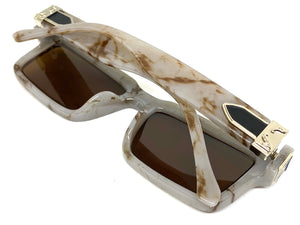 Classic Modern Luxury Hip Hop Style SUNGLASSES Gray Marble Frame 9166