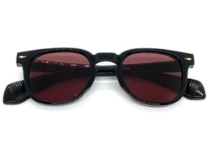 Classic Vintage Retro Style SUNGLASSES Black Frame Rose Lens 80284