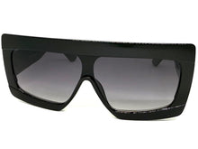 Oversized Classy Elegant Modern Rerto Shield Style SUNGLASSES Large Black Frame 9257