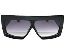 Oversized Classy Elegant Modern Rerto Shield Style SUNGLASSES Large Black Frame 9257