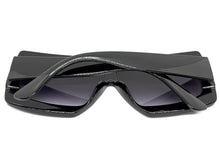 Oversized Classy Elegant Modern Rerto Shield Style SUNGLASSES Large Black Frame 9257