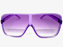 Oversized Exaggerated Modern Rerto Shield Style SUNGLASSES Large Purple Frame E1601