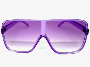 Oversized Exaggerated Modern Rerto Shield Style SUNGLASSES Large Purple Frame E1601