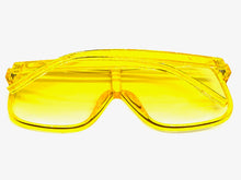 Oversized Exaggerated Modern Rerto Shield Style SUNGLASSES Large Yellow Frame E1601
